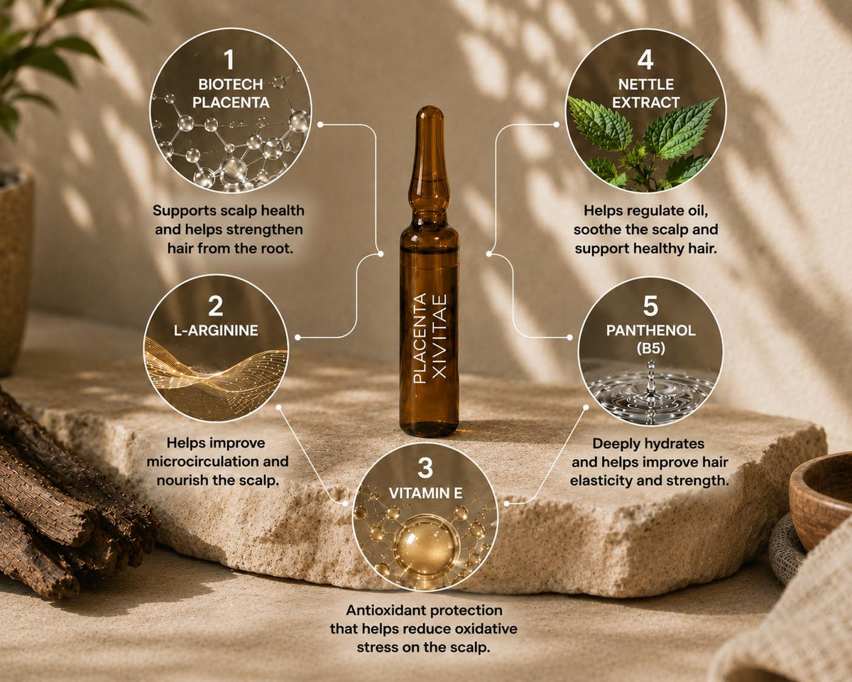 Placenta Hair Growth Serum Ampoules - Anti Hair Loss Treatment 12x10ml