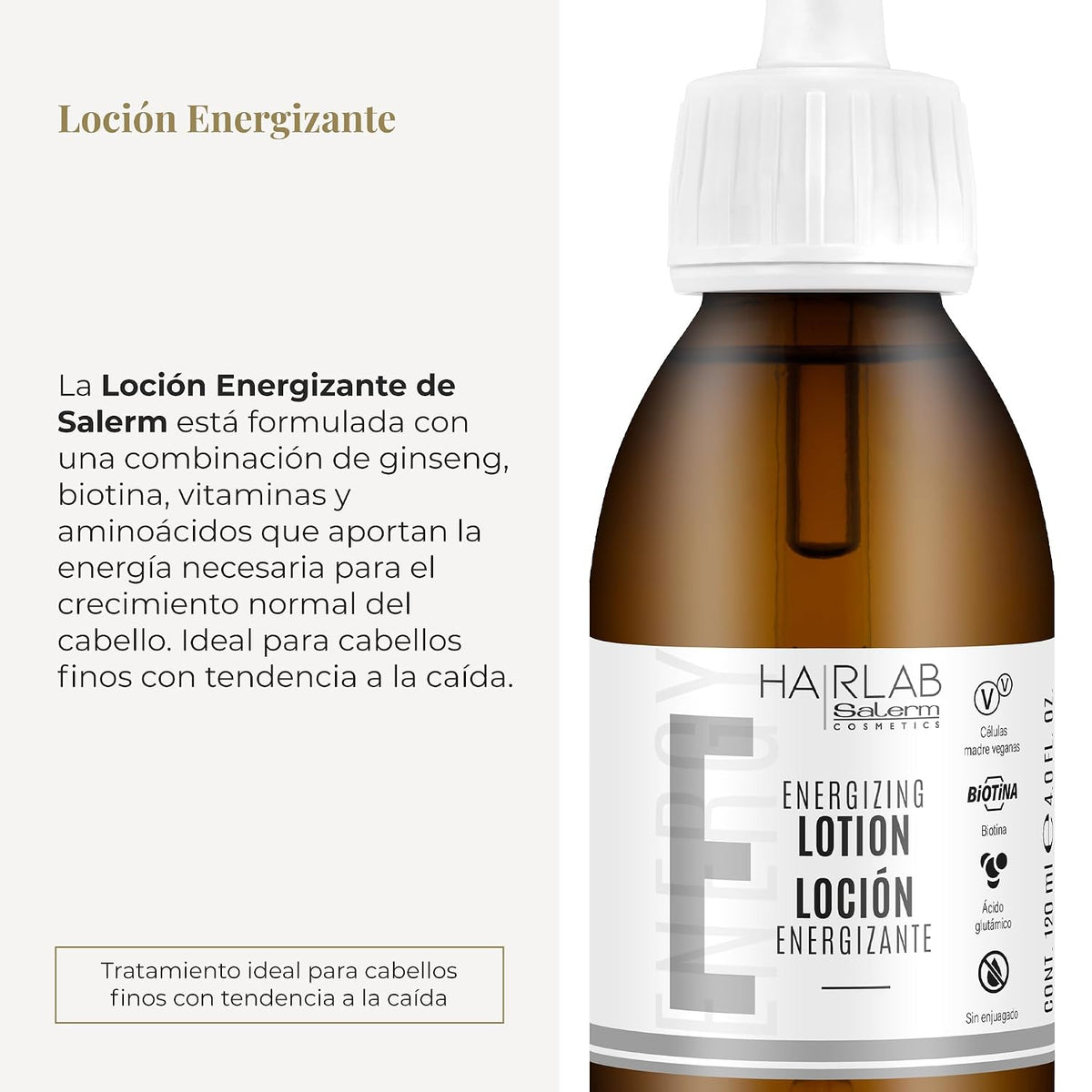 Salerm Hairlab Energizing Lotion Clinically Tested Hair Strengthener, 4.0 Ounce