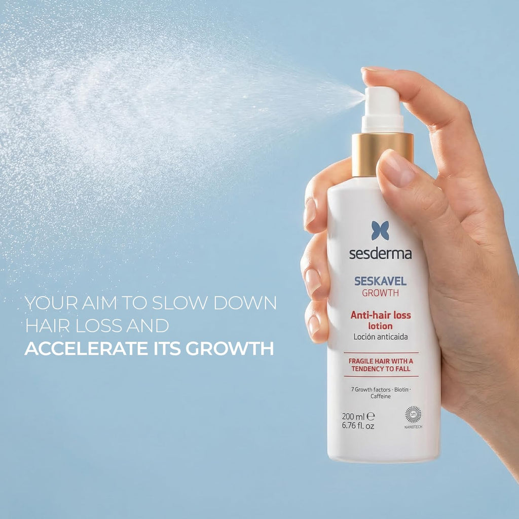 Sesderma SESKAVEL GROWTH Anti Hair Loss Lotion, Hair Loss Solution for Stronger Hair and Active Growth, 6.8 fl oz.