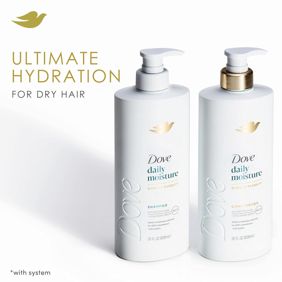 Dove Daily Moisture Shampoo with Bio-Protein Hair Care Technology, 28 Fl Oz