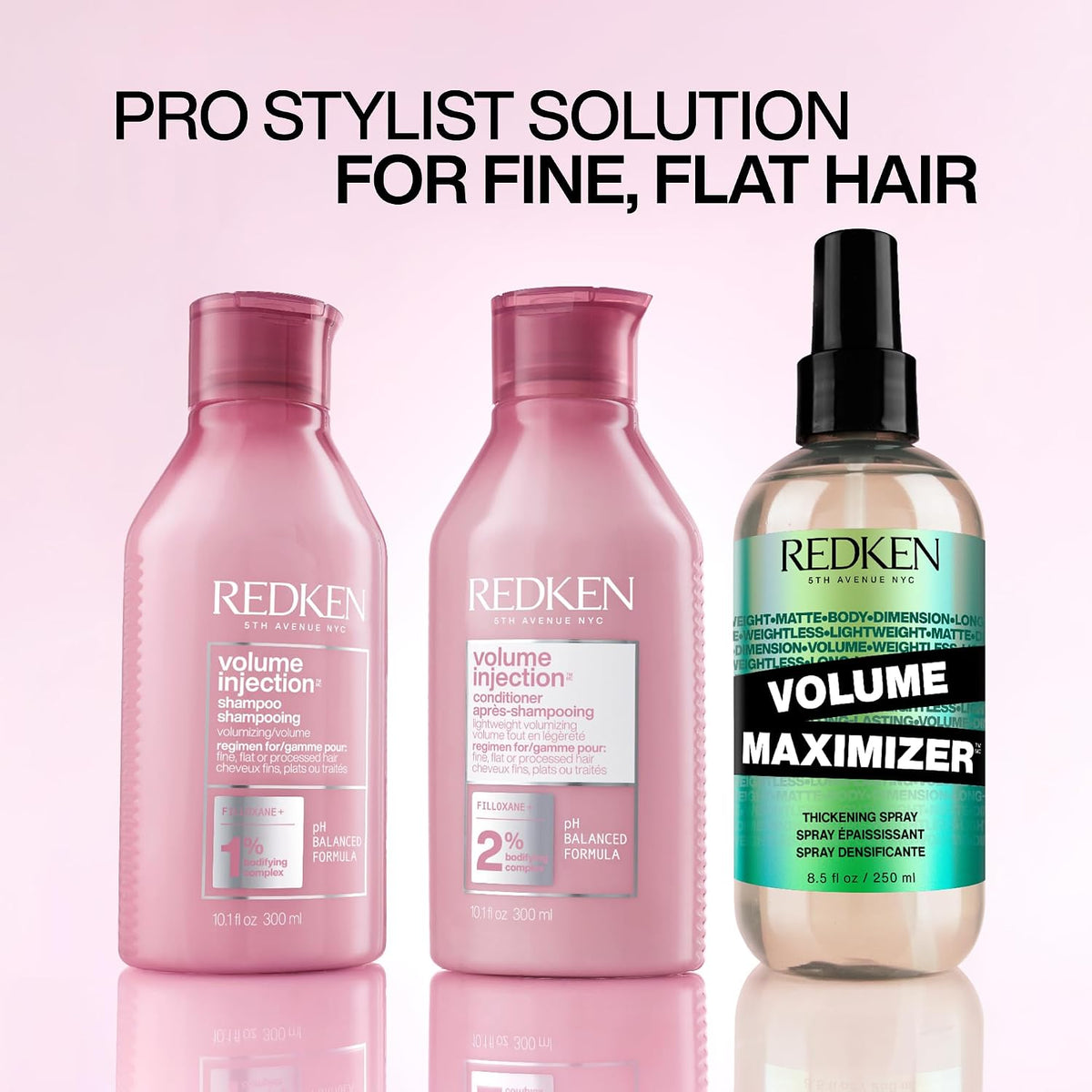 Redken Volume Injection Conditioner For Fine Hair - Adds Lift & Body, Volumizing & Detangling Without Weighing Down, Paraben Free