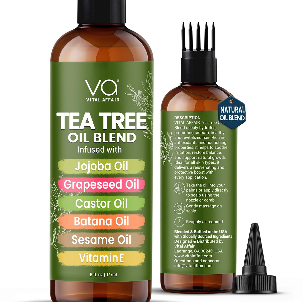 Blend Of Pure Rosemary Oil For Hair Growth 6 Fl Oz With Castor, Batana Oil