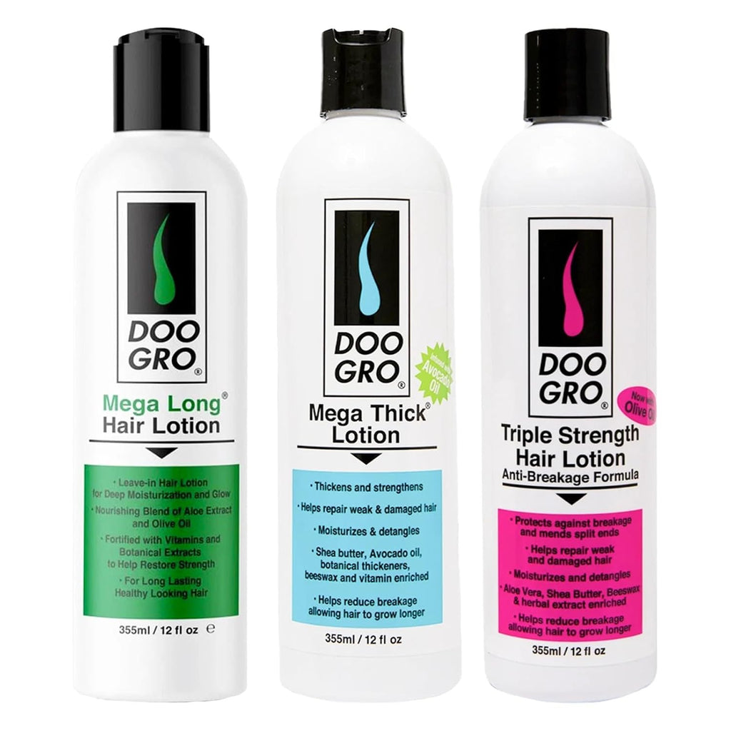 DOO GRO Mega Long & Mega Thick Triple Strength Hair Lotion Set – 12 fl oz