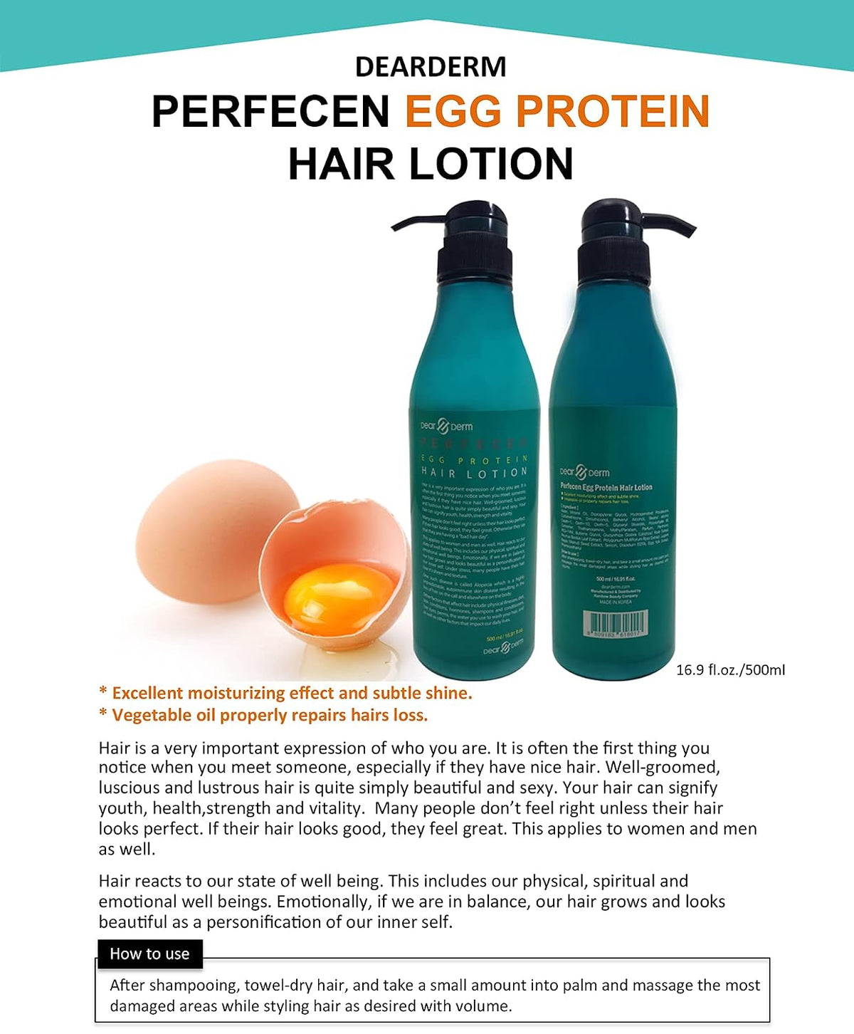 Dearderm Perfecen Egg Protein Hair Lotion