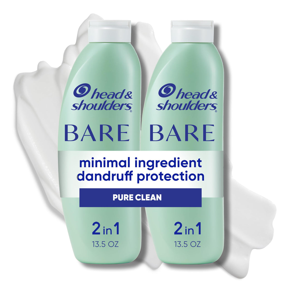 Head & Shoulders Anti-Dandruff Shampoo, BARE Soothing Hydration Twin Pack, 1% Pyrithione Zinc, Dry Scalp Relief, Free of Sulfates, Silicones, Dyes, 13.5 Fl Oz Each