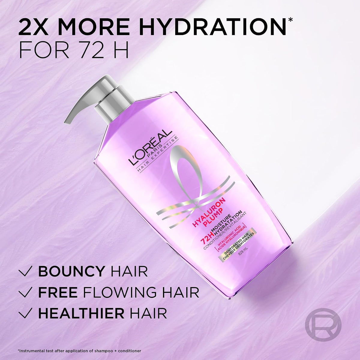 L'Oreal Paris Elvive Hyaluron Plump Hydrating Conditioner for Dehydrated, Dry Hair Infused with Hyaluronic Acid Care Complex, Paraben-Free, 26.5 Fl Oz