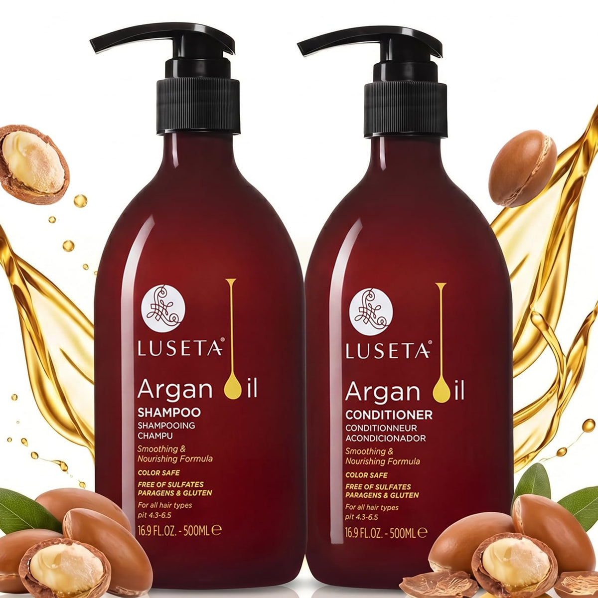 Luseta Biotin and Collagen Hair Growth Shampoo - 16.9oz, Hair Loss & Thickening Shampoo for Men & Women, Vitamin B7 & Argan Oil, Sulfate & Paraben Free