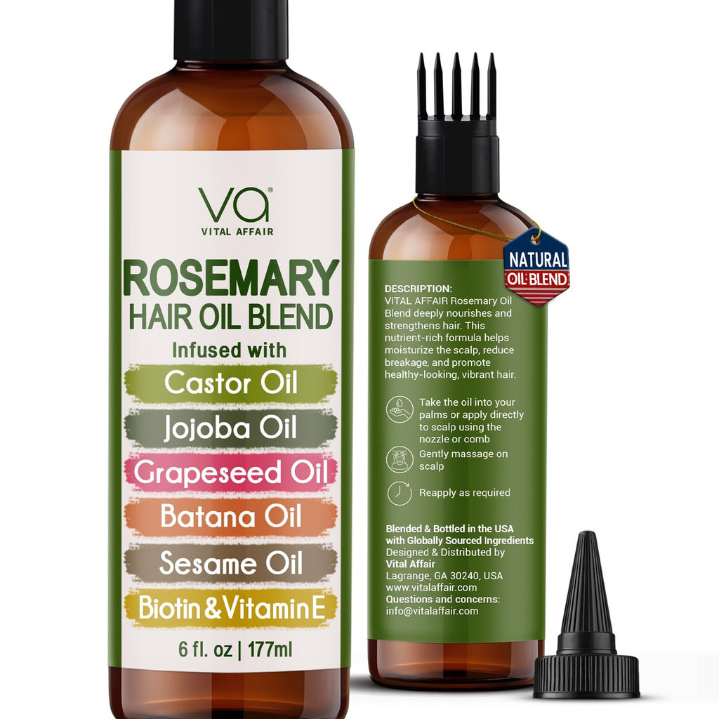 Blend Of Pure Rosemary Oil For Hair Growth 6 Fl Oz With Castor, Batana Oil