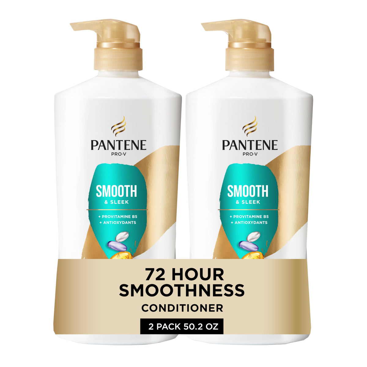 Pantene Conditioner, Daily Moisture Renewal - Pro-V Nutrients for Dry, Color-Treated, Straight to Curly Hair, 72-Hour Hydration & Softness, 25.1 Oz Each, 2-Pack + Miracle Rescue Shot (0.5 Oz)