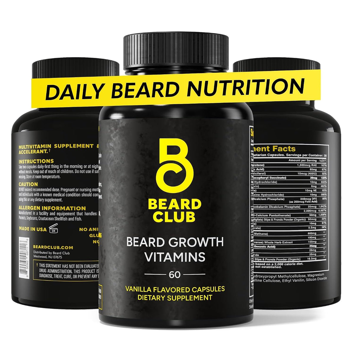 The Beard Club Biotin Beard Balm for Men - Beard Growth Shea Butter with Castor & Coconut Oil - Moisturizing, Hydrating and Softening Cream - Amber Cedar Scent - 4 oz