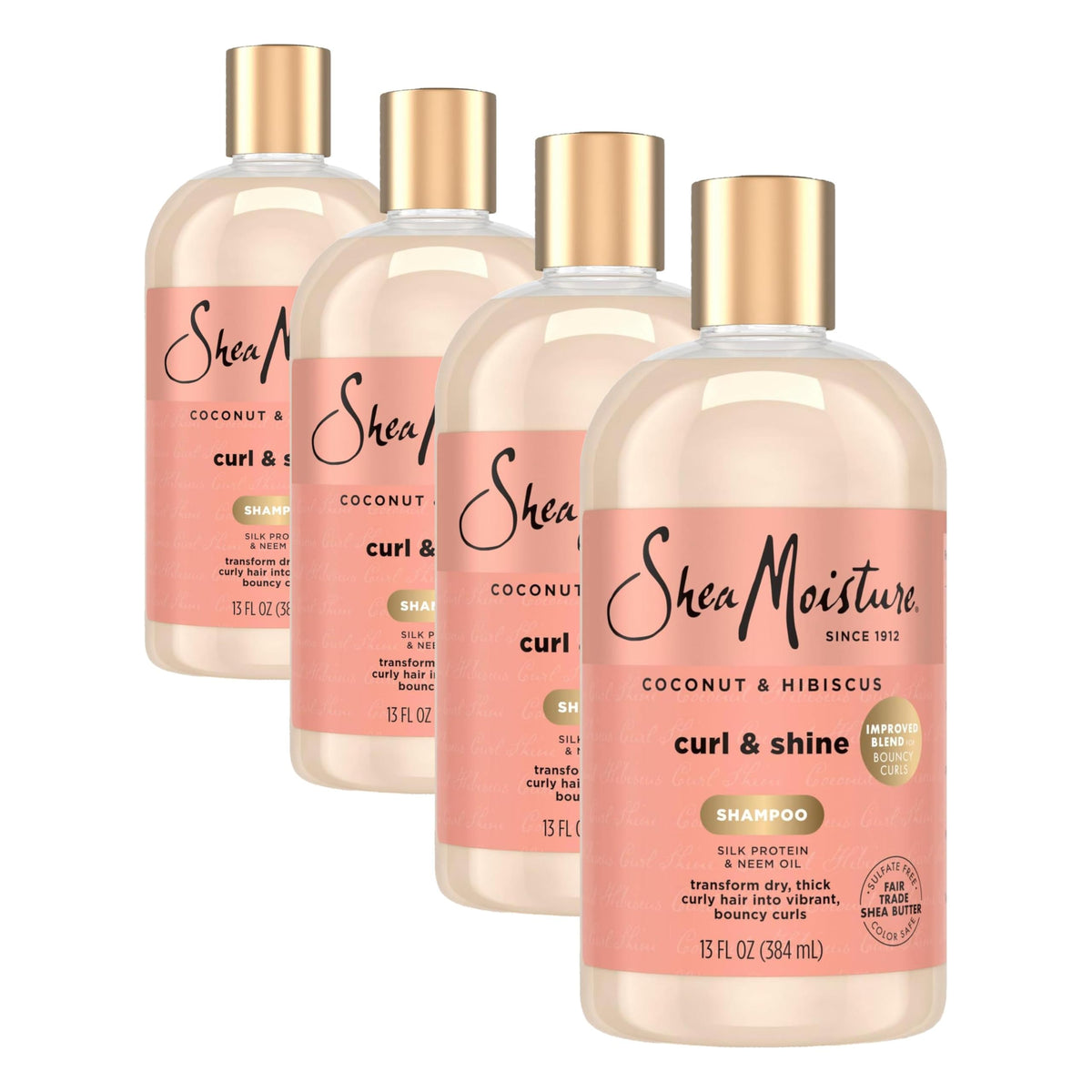 Shea Moisture Shampoo Curl and Shine for Curly Hair Coconut and Hibiscus Paraben Free Shampoo 13 oz