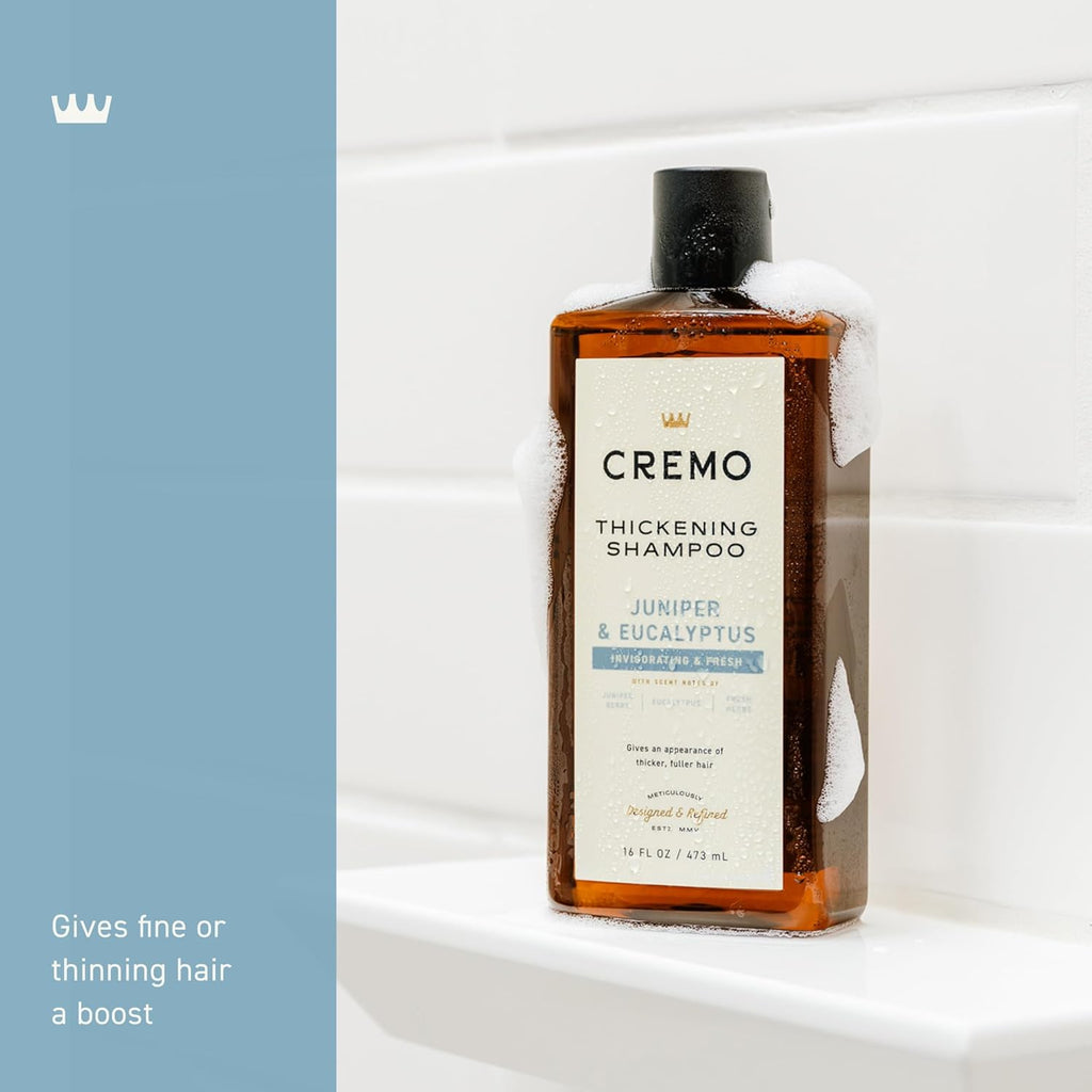 Cremo Thickening Shampoo for Men, Juniper & Eucalyptus, 16 Fl Oz