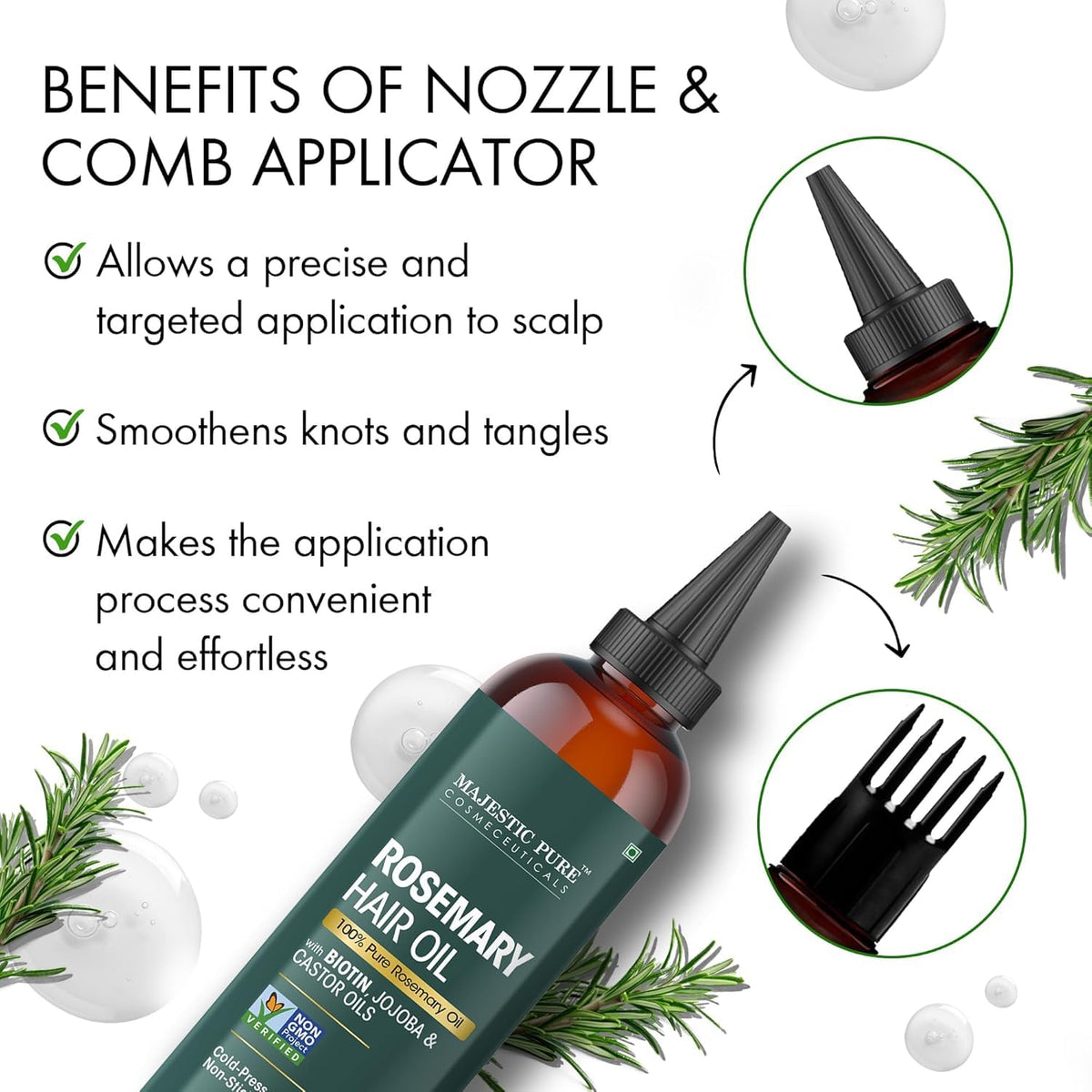 Majestic Pure Rosemary Hair Oil with Biotin - 4 Fl Oz