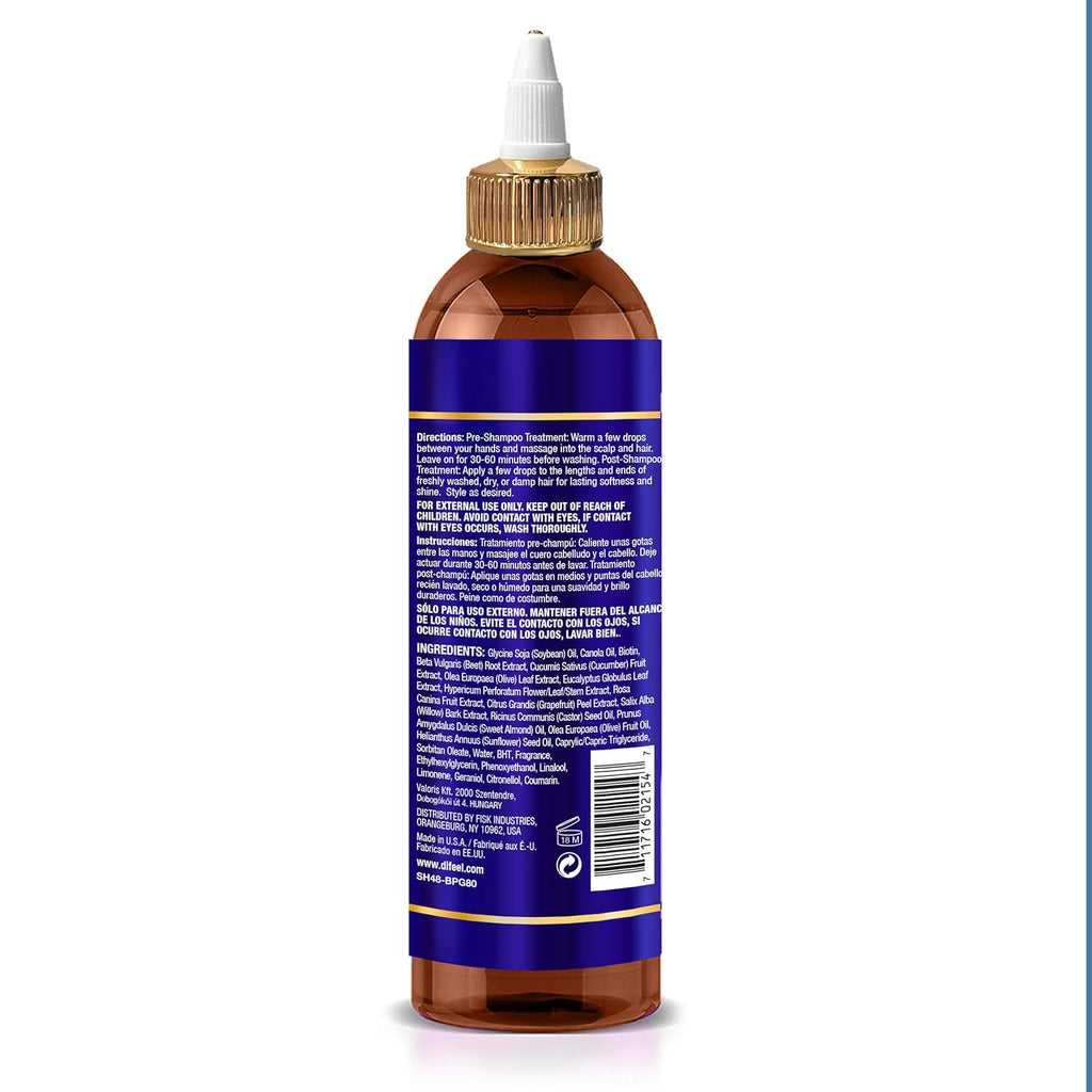 Difeel Biotin Pro-Growth Hair Oil Blend, 8 oz – Strengthens & Helps Reduce Breakage, Supports Thicker-Looking Hair, Lightweight Nourishing Formula, Made in USA