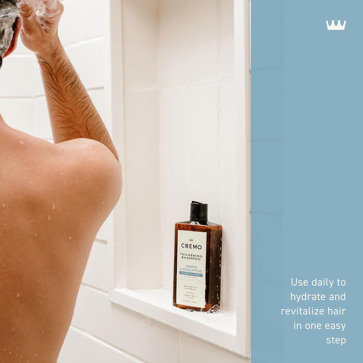 Cremo Thickening Shampoo for Men, Juniper & Eucalyptus, 16 Fl Oz