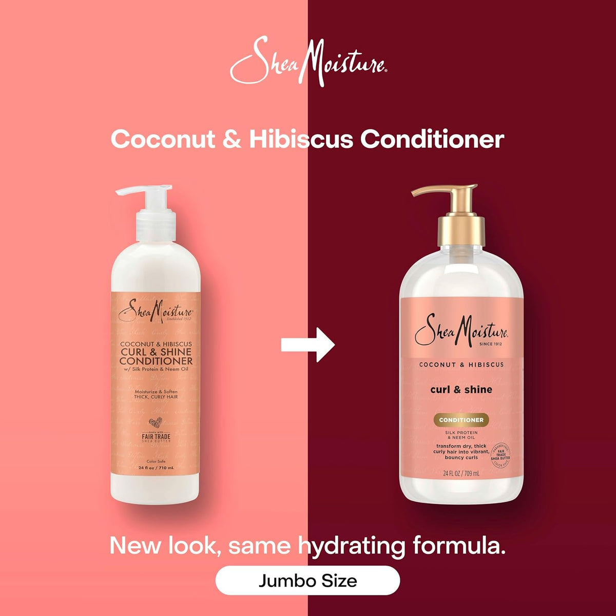 Shea Moisture Curl & Shine Conditioner Coconut & Hibiscus, for Thick, Curly Hair, to Moisturize & Soften, 24 oz
