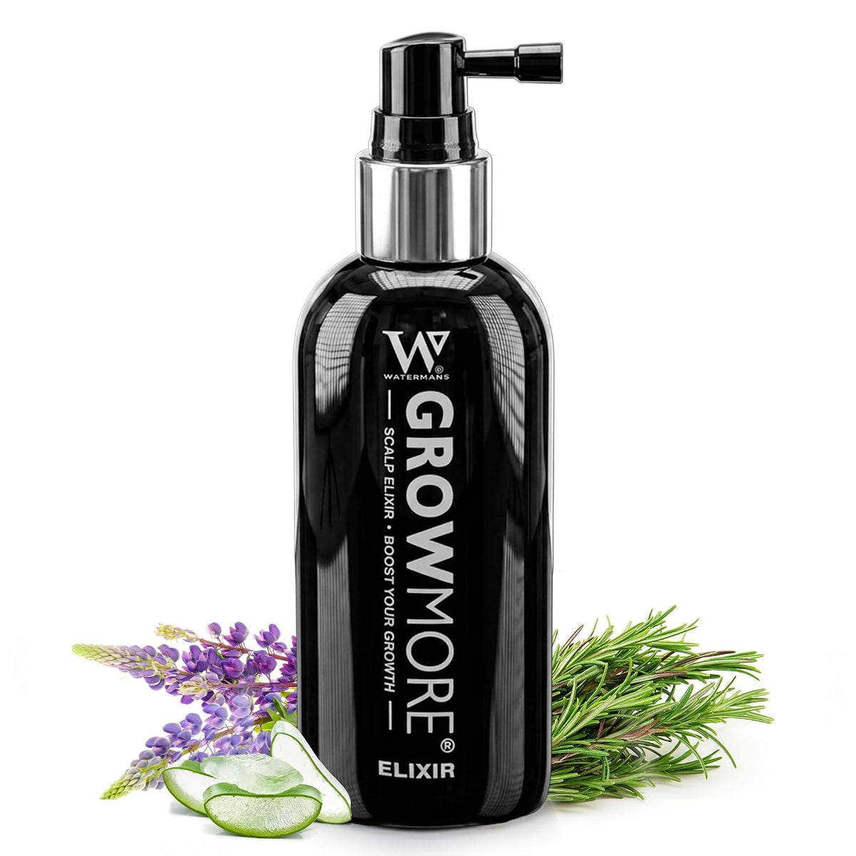 Grow More® Elixir – Leave In Hair Growth Serum for Thicker-Looking Hair & Improved Scalp Condition with Biotin, Caffeine, Rosemary & More – Sulfate-Free Hair Oil for Women & Men, 100mL