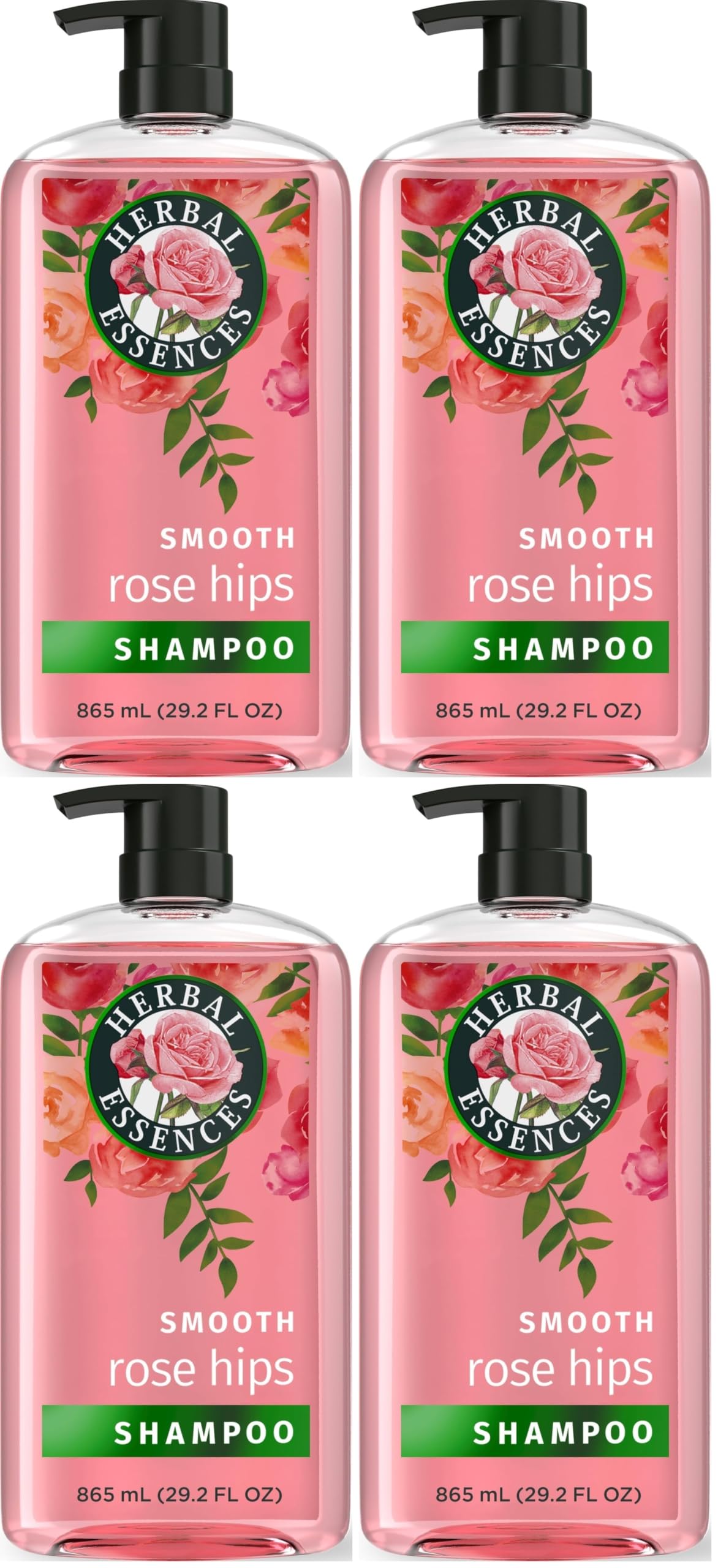 Herbal Essences Shampoo, Rose Hips - Smooth Collection, Shiny Hair with Vitamin E & Jojoba, Safe for Color Treated Hair, Floral Scent, Cruelty-Free, Dermatologist-Tested, 29.2 Fl Oz