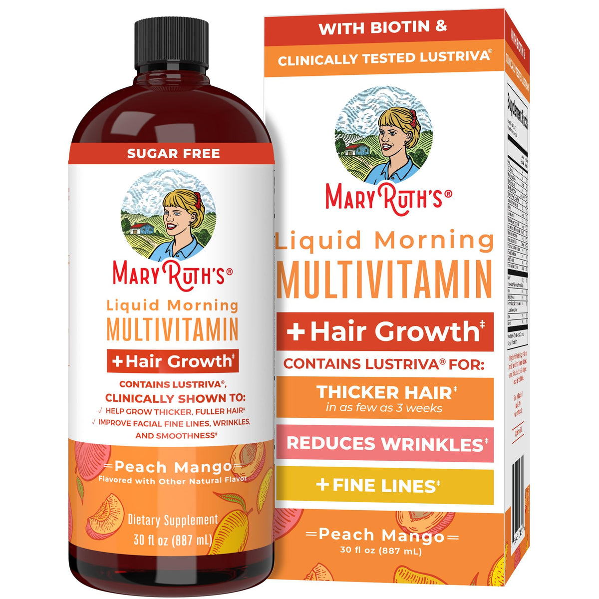MARYRUTH'S Liquid Multivitamin + Hair Growth Travel Pack, 1 Fl Oz, 8 Pack