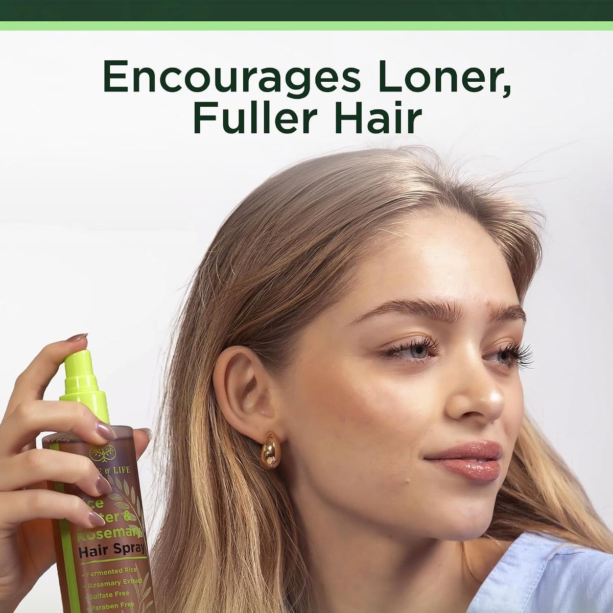Tree of Life Rice Water Rosemary Hair Spray for Hair Growth, 8.8 Fl Oz