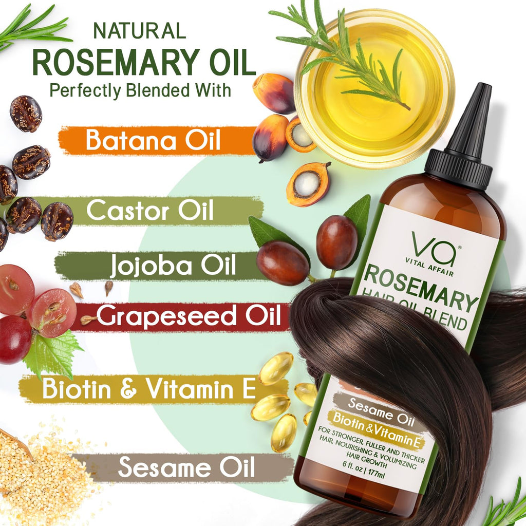 Blend Of Pure Rosemary Oil For Hair Growth 6 Fl Oz With Castor, Batana Oil