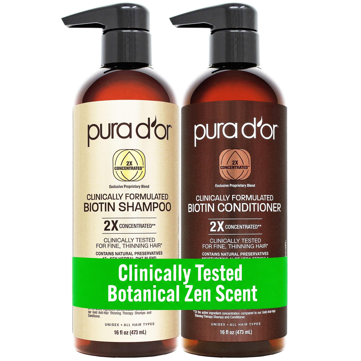 PURA D'OR Deep Moisturizing Biotin Conditioner for Dry, Damaged Hair, 16oz
