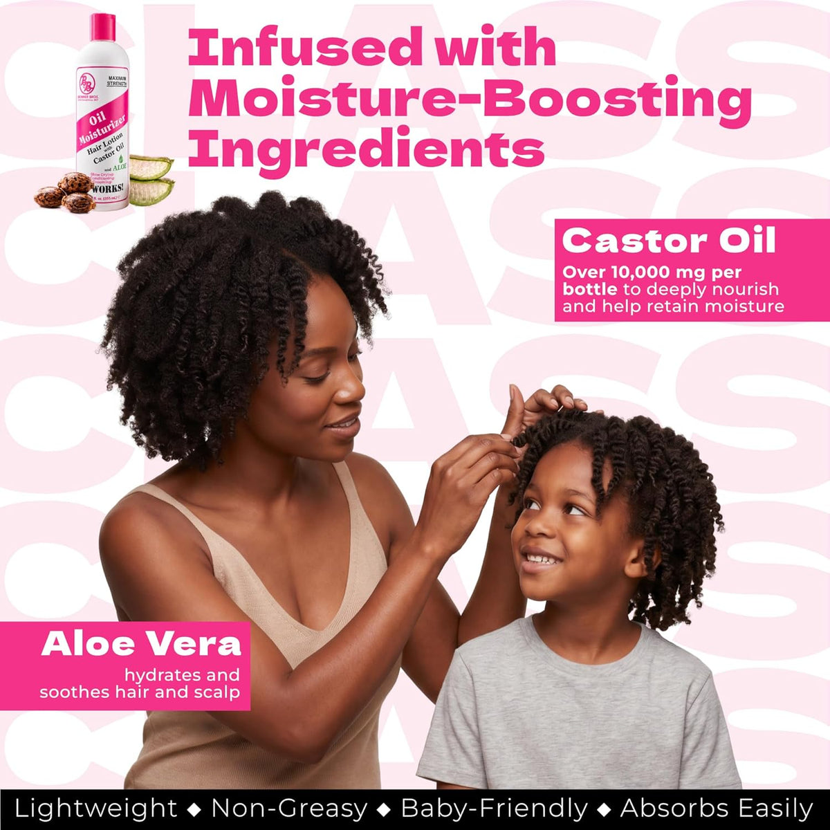 Bronner Bros Oil Moisturizer Hair Lotion with 10,000mg Castor Oil, 12 oz