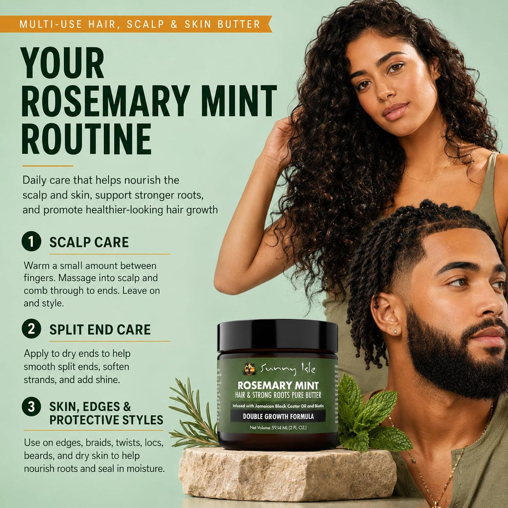 Sunny Isle Rosemary Mint Hair & Strong Roots Pure Butter 2oz