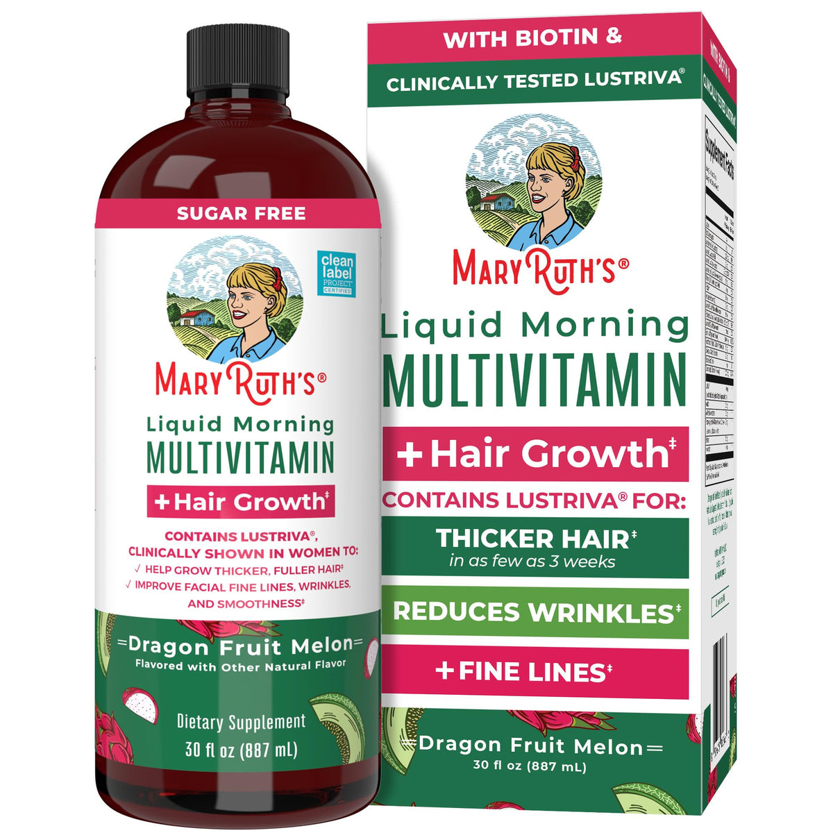 MARYRUTH'S Liquid Multivitamin + Hair Growth Travel Pack, 1 Fl Oz, 8 Pack