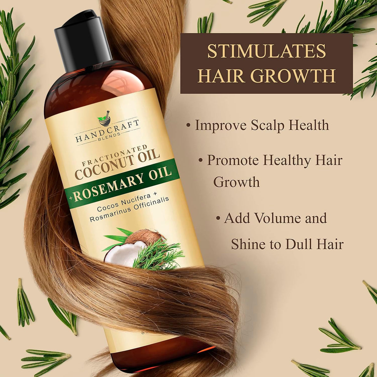 Handcraft Blends Fractionated Coconut Oil with Rosemary - 8 Fl Oz