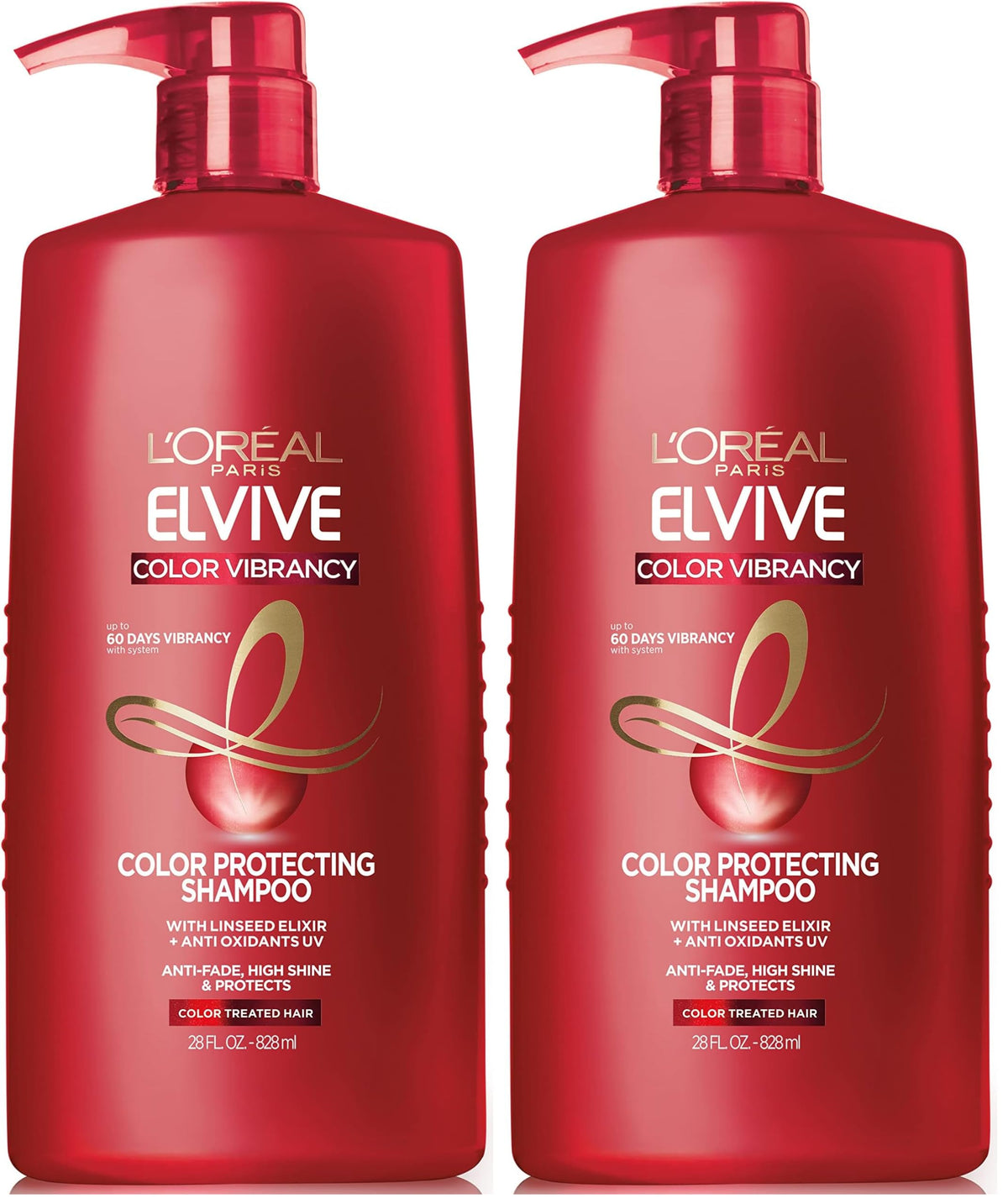 L'Oreal Paris Elvive Color Vibrancy Protecting Shampoo, for Color Treated Hair, Shampoo with Linseed Elixir and Anti-Oxidants, for Anti-Fade, High Shine, and Color Protection, 28 Fl Oz