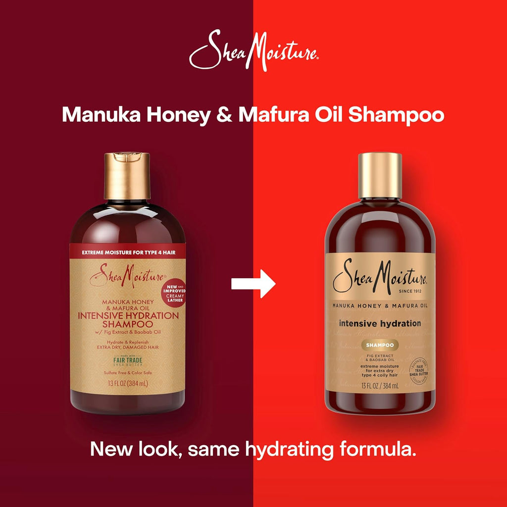 Shea Moisture Intensive Hydration Shampoo for Dry, Damaged Hair Manuka Honey and Mafura Oil Sulfate-Free 13 oz