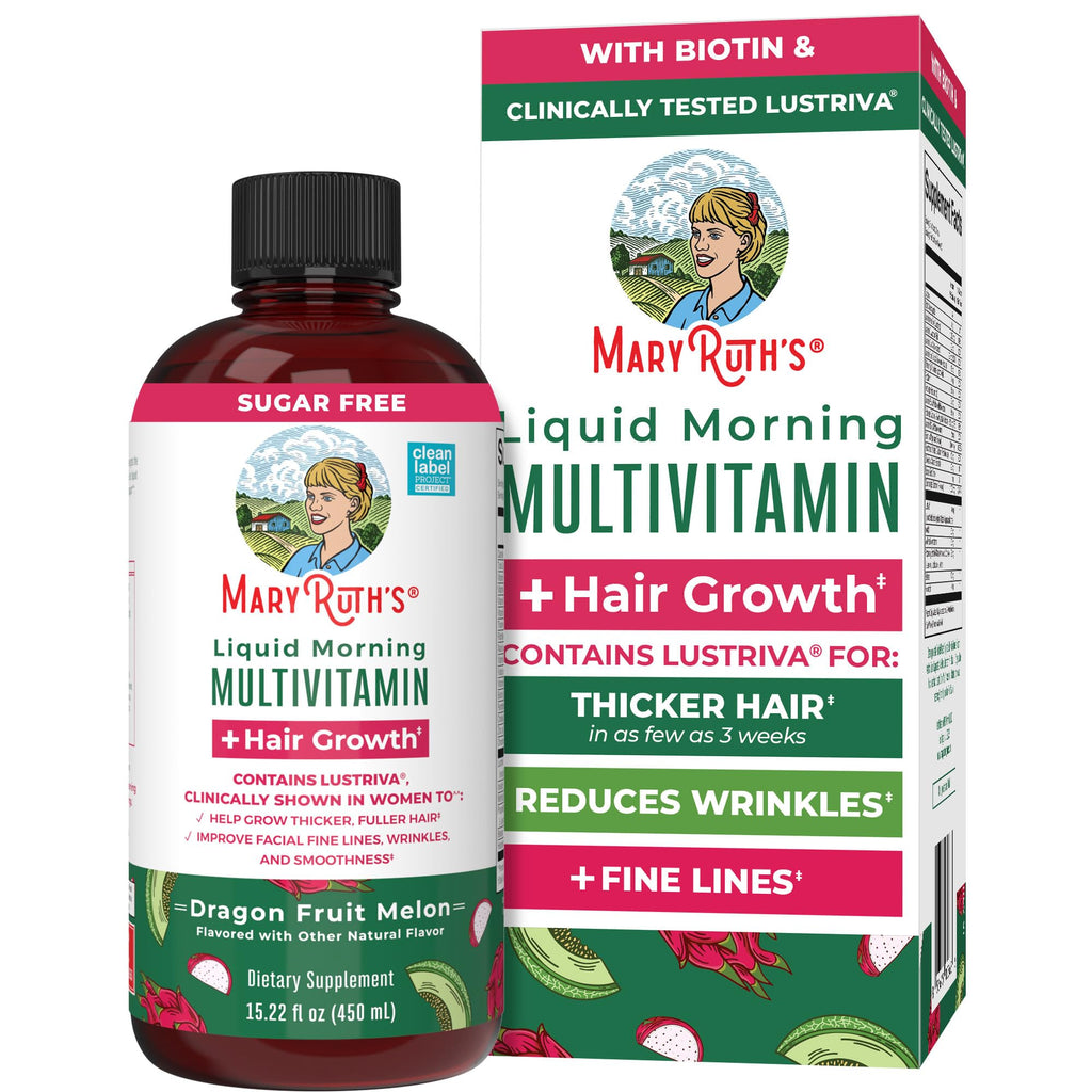 MARYRUTH'S Liquid Multivitamin + Hair Growth Travel Pack, 1 Fl Oz, 8 Pack