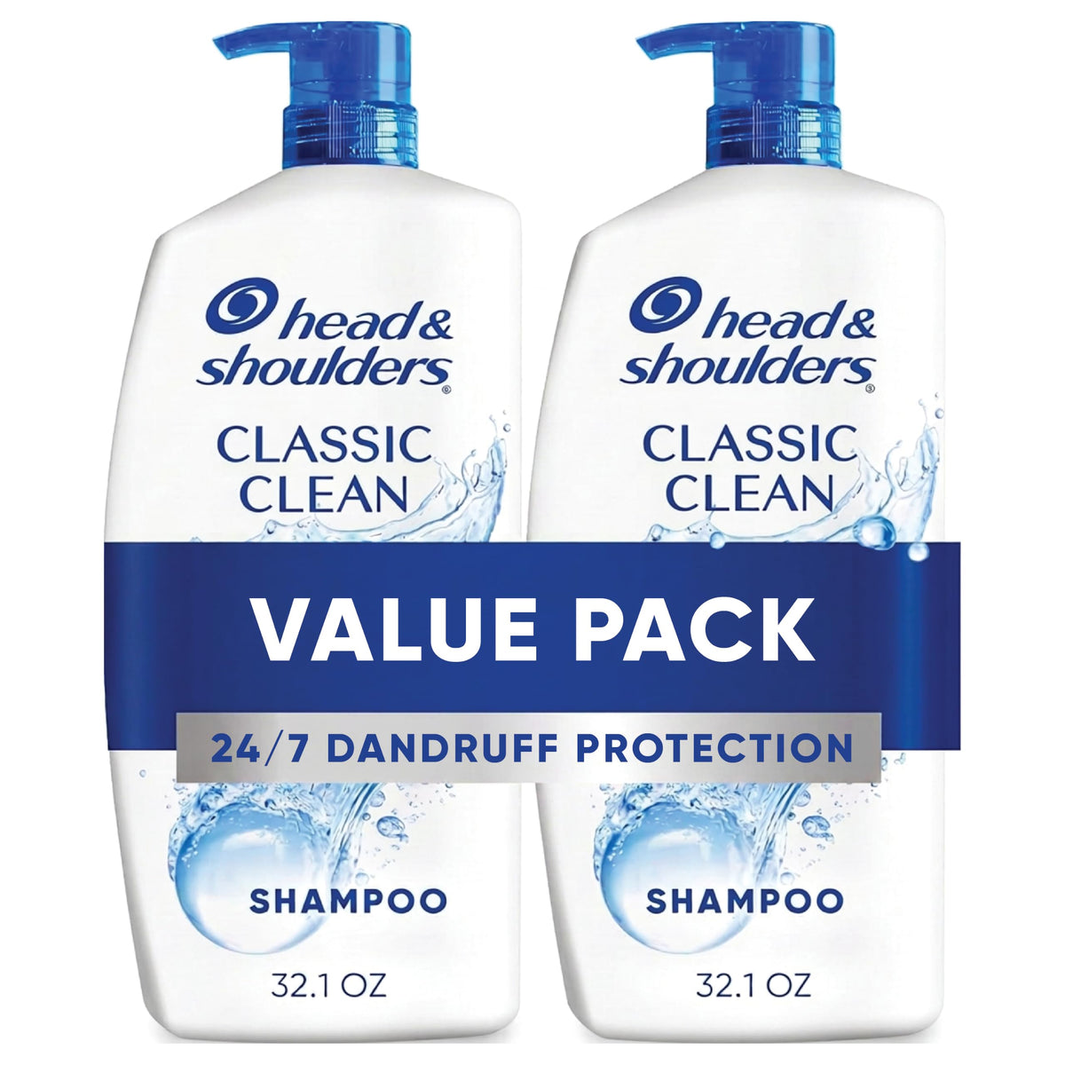 Head & Shoulders Green Apple Anti-Dandruff Shampoo Twin Pack, 72-Hour Protection, 1% Pyrithione Zinc, 32.1 fl oz Each