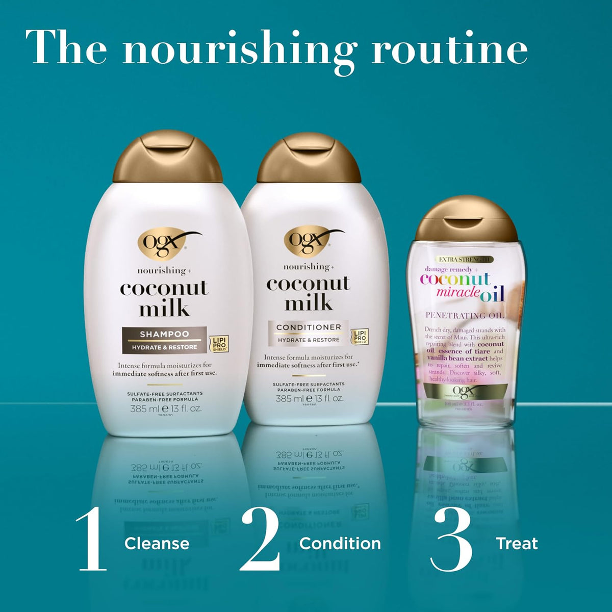 OGX Nourishing + Coconut Milk Conditioner, Hydrating & Restoring Conditioner Moisturizes for Soft Hair After the First Use, Paraben-Free, Sulfate-Free Surfactants, 25.4 fl. oz