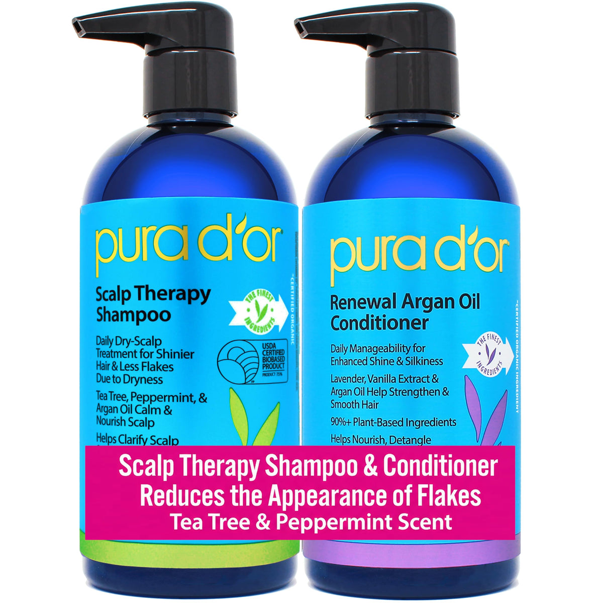 PURA D'OR Deep Moisturizing Biotin Conditioner for Dry, Damaged Hair, 16oz