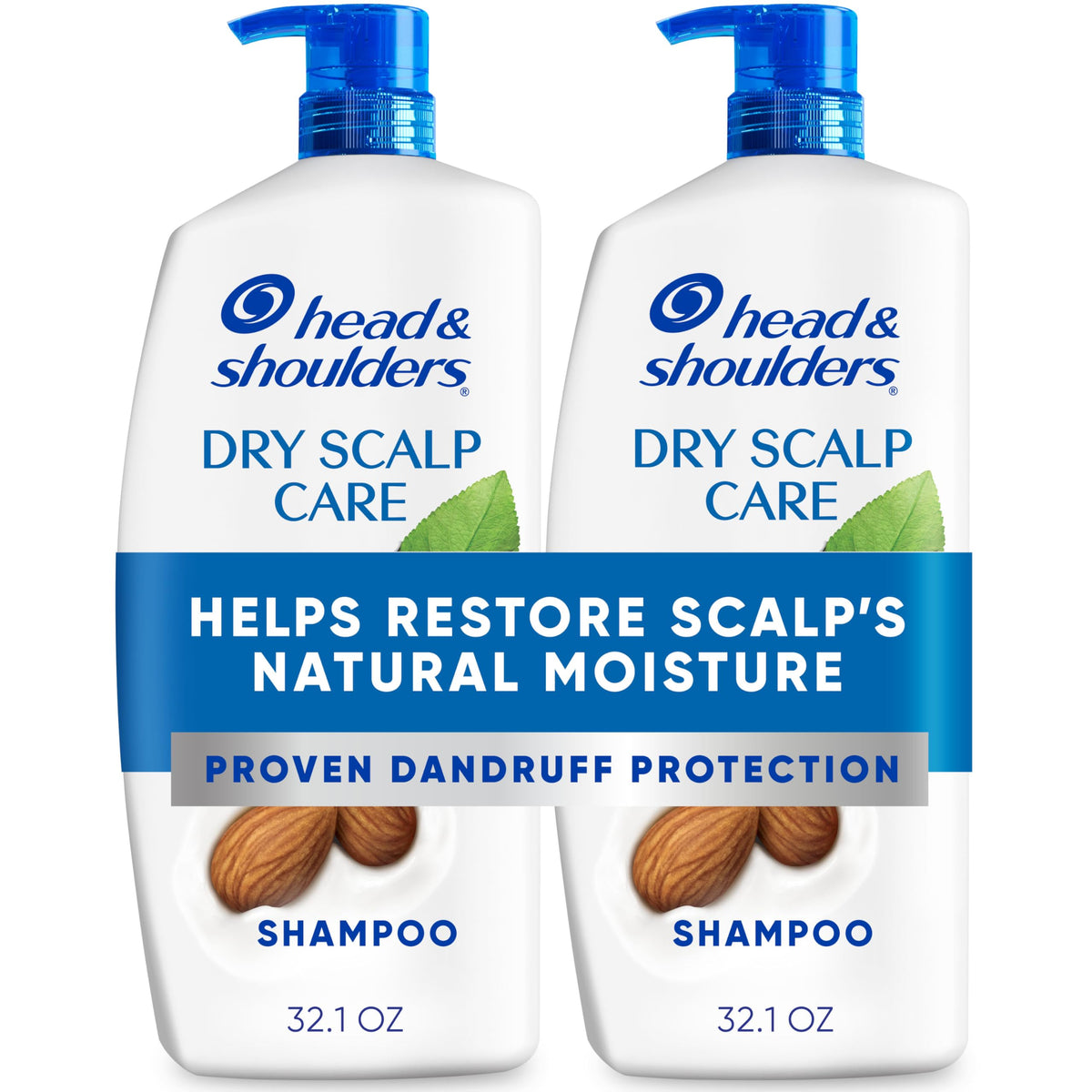 Head & Shoulders Green Apple Anti-Dandruff Shampoo Twin Pack, 72-Hour Protection, 1% Pyrithione Zinc, 32.1 fl oz Each