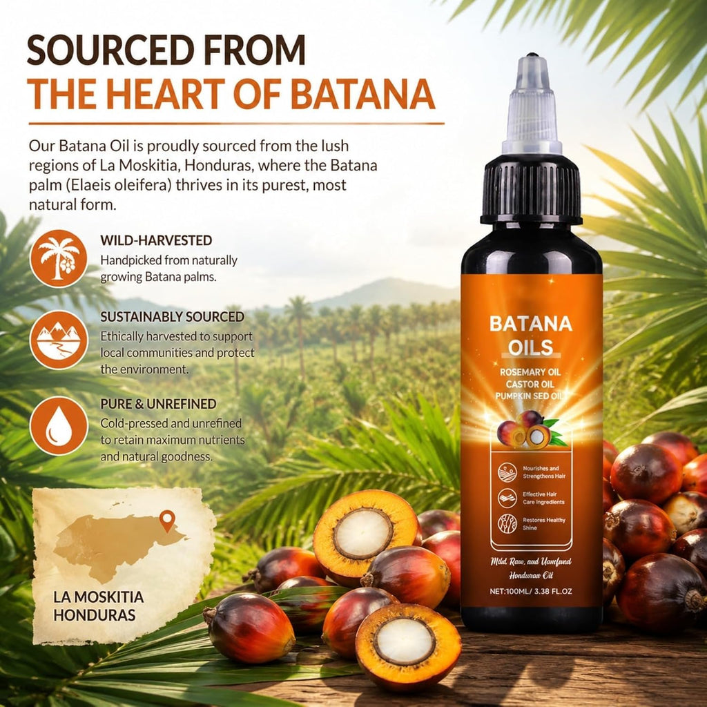 Natural Batana Oil for Hair Growth with Rosemary, Castor, and Pumpkin Seed Oils,Strengthen Hair Roots Make Smooth,Hair Growth Thickening Product - Hair Loss Treatments for Women Men,3.38 fl oz