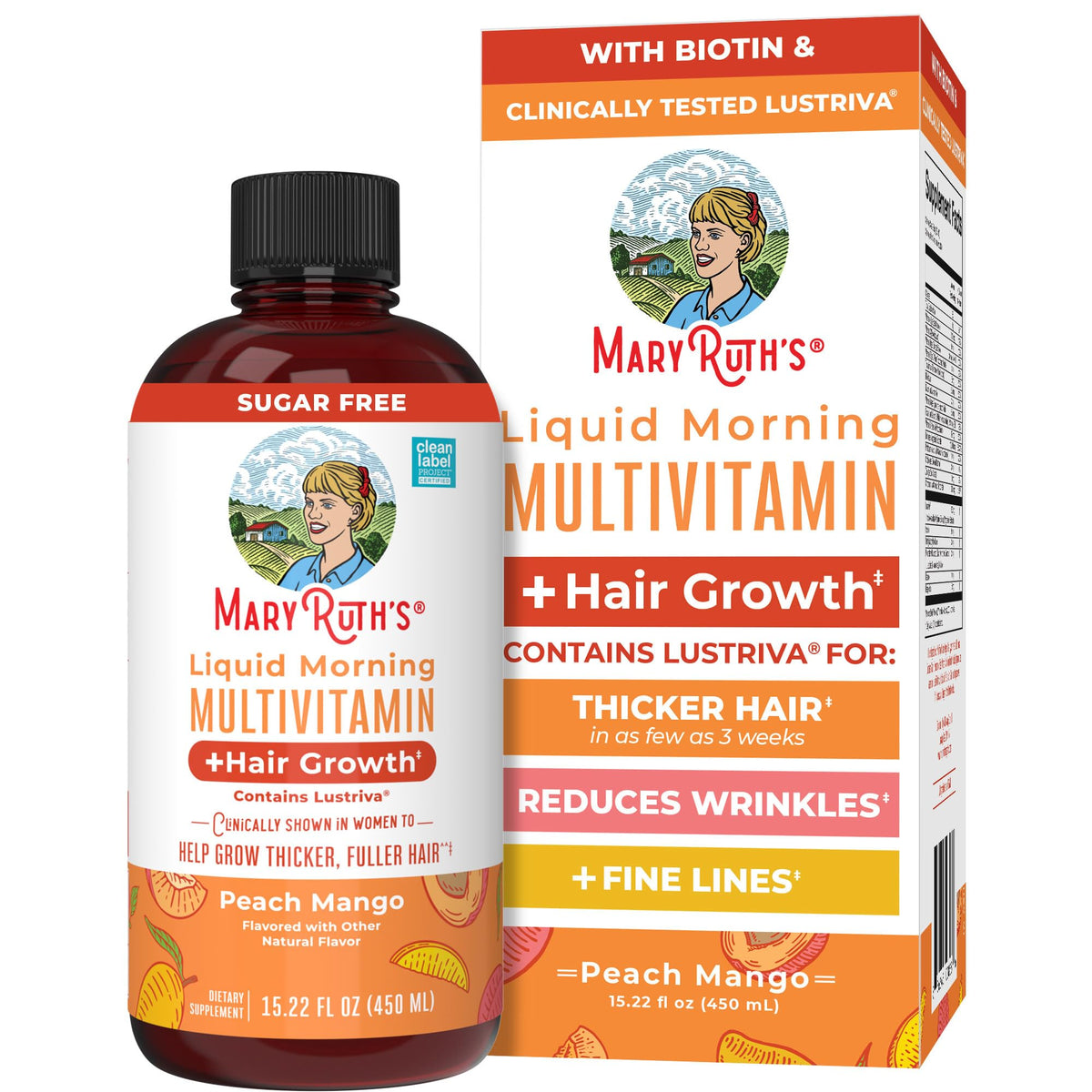 MARYRUTH'S Liquid Multivitamin + Hair Growth Travel Pack, 1 Fl Oz, 8 Pack