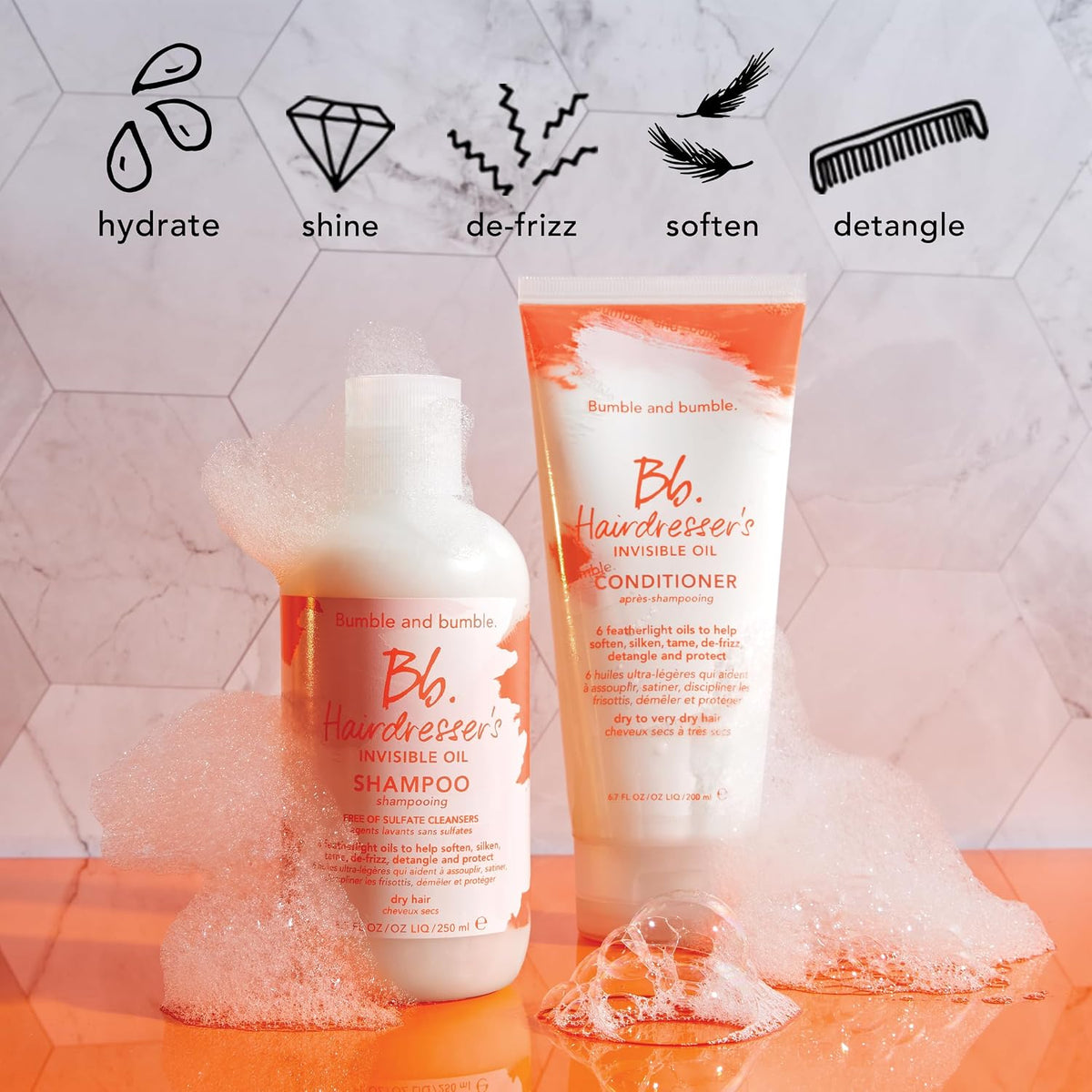 Bumble and bumble. Hairdresser's Invisible Oil Hydrating Conditioner | Anti Frizz, Adds Shine, Color Safe | For All Curly, Wavy, Straight Hair Types | With Coconut, Grapeseed + Argan Oil