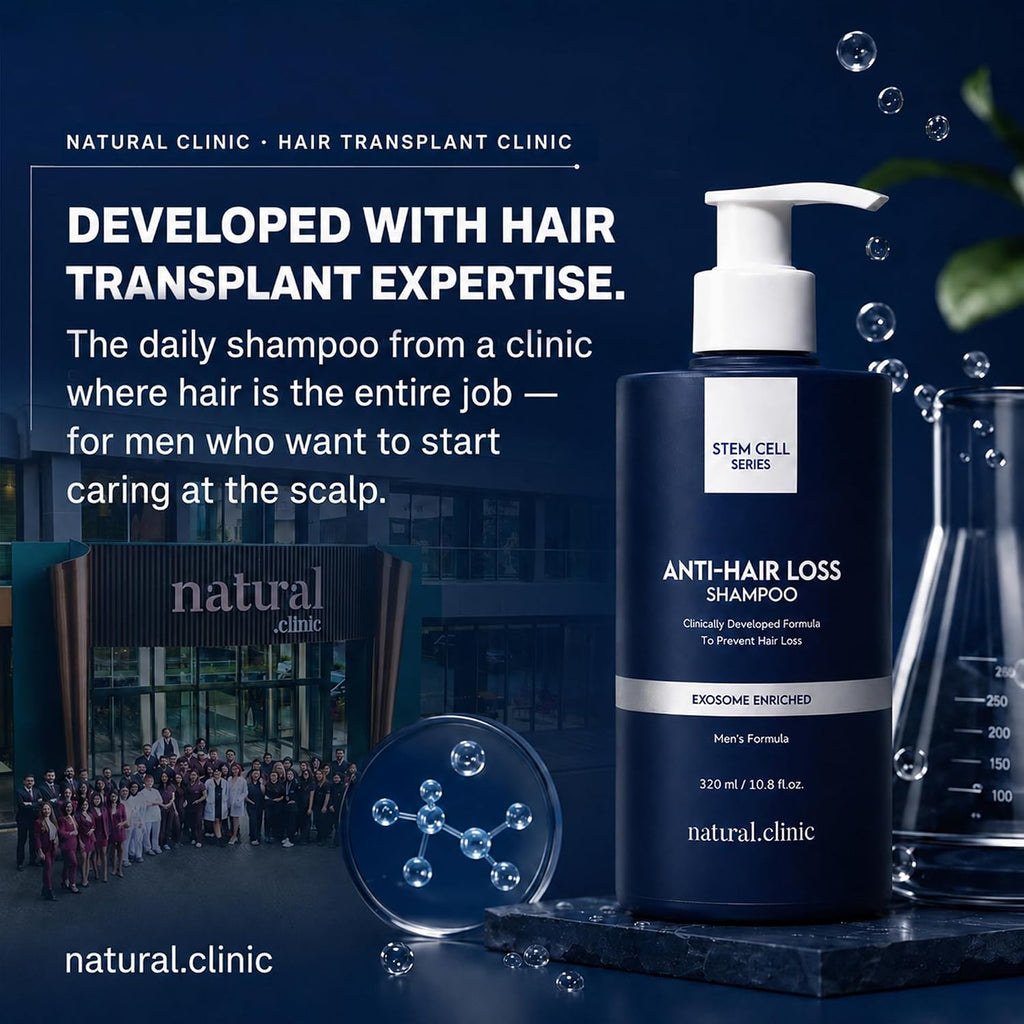 Natural Clinic Exosome Thickening Shampoo for Men with Caffeine, Biotin & Saw Palmetto — Volumizing Shampoo for Thinning, Fine Hair & Scalp Care, Malva Stem Cell Exosome Formula, 320 ml / 10.8 fl oz