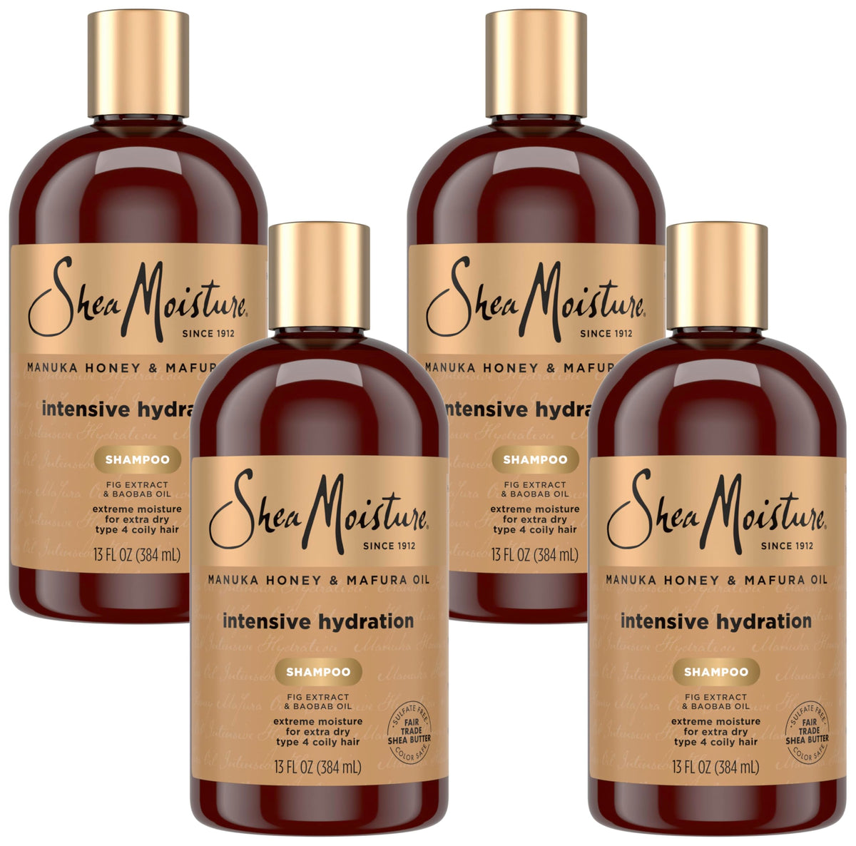 Shea Moisture Intensive Hydration Shampoo for Dry, Damaged Hair Manuka Honey and Mafura Oil Sulfate-Free 13 oz
