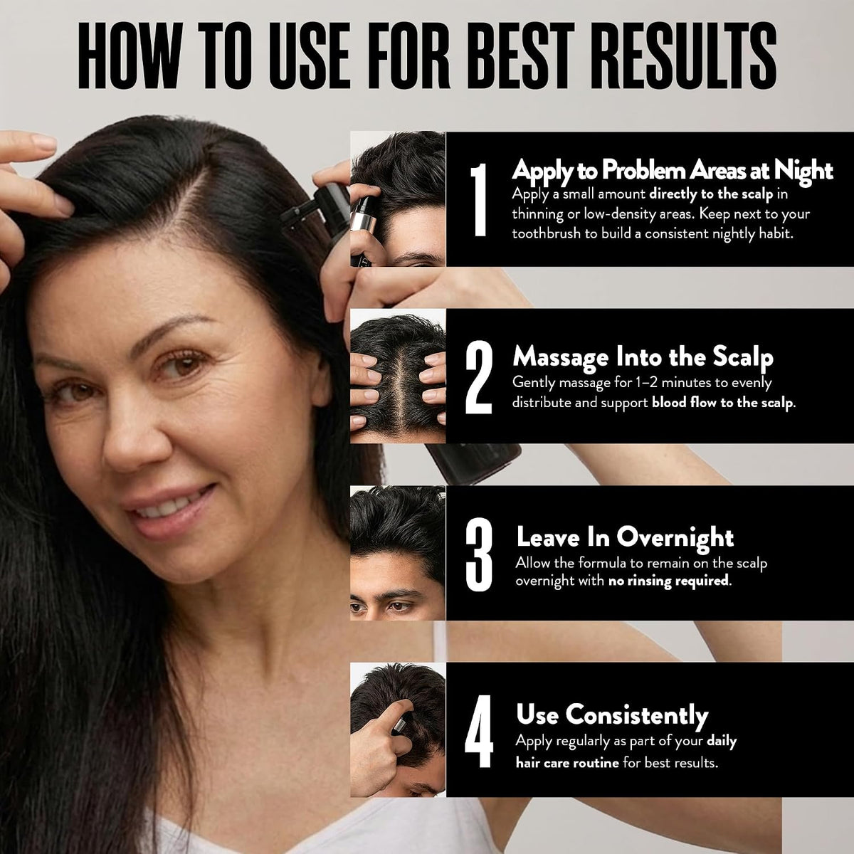 Grow More® Elixir – Leave In Hair Growth Serum for Thicker-Looking Hair & Improved Scalp Condition with Biotin, Caffeine, Rosemary & More – Sulfate-Free Hair Oil for Women & Men, 100mL