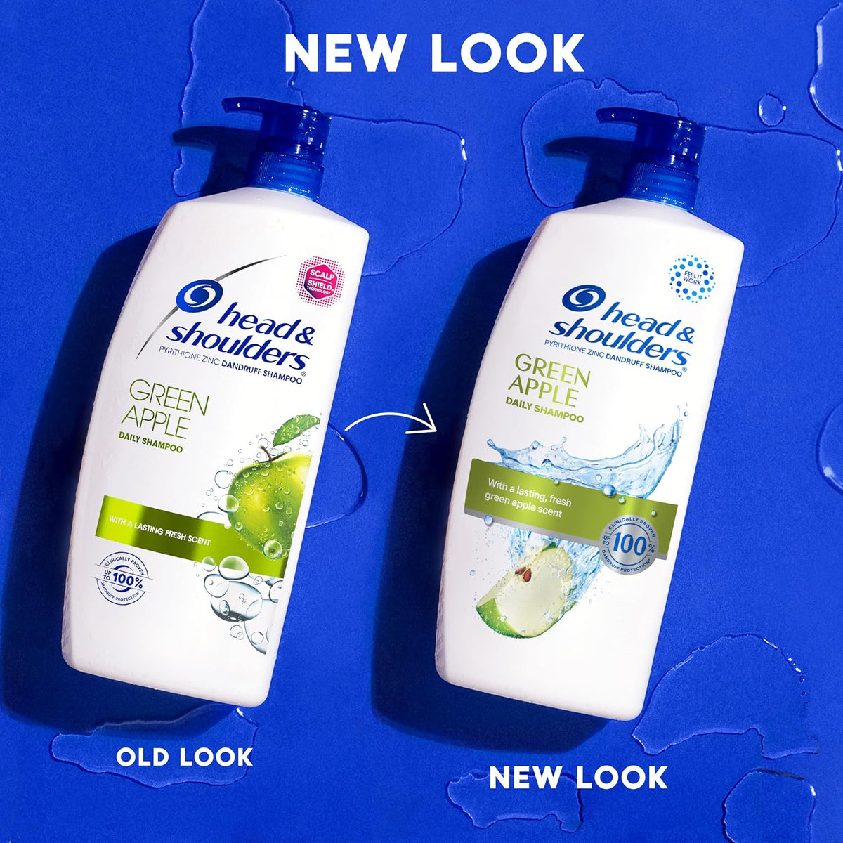 Head & Shoulders Green Apple Anti-Dandruff Shampoo Twin Pack, 72-Hour Protection, 1% Pyrithione Zinc, 32.1 fl oz Each